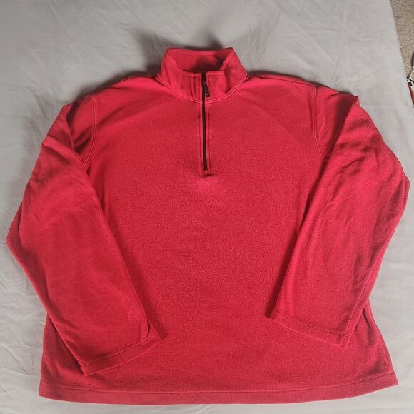 Lands' End Tops - Lands’ End Red Fleece Quarter Zip Pullover Jacket Women’s Size L